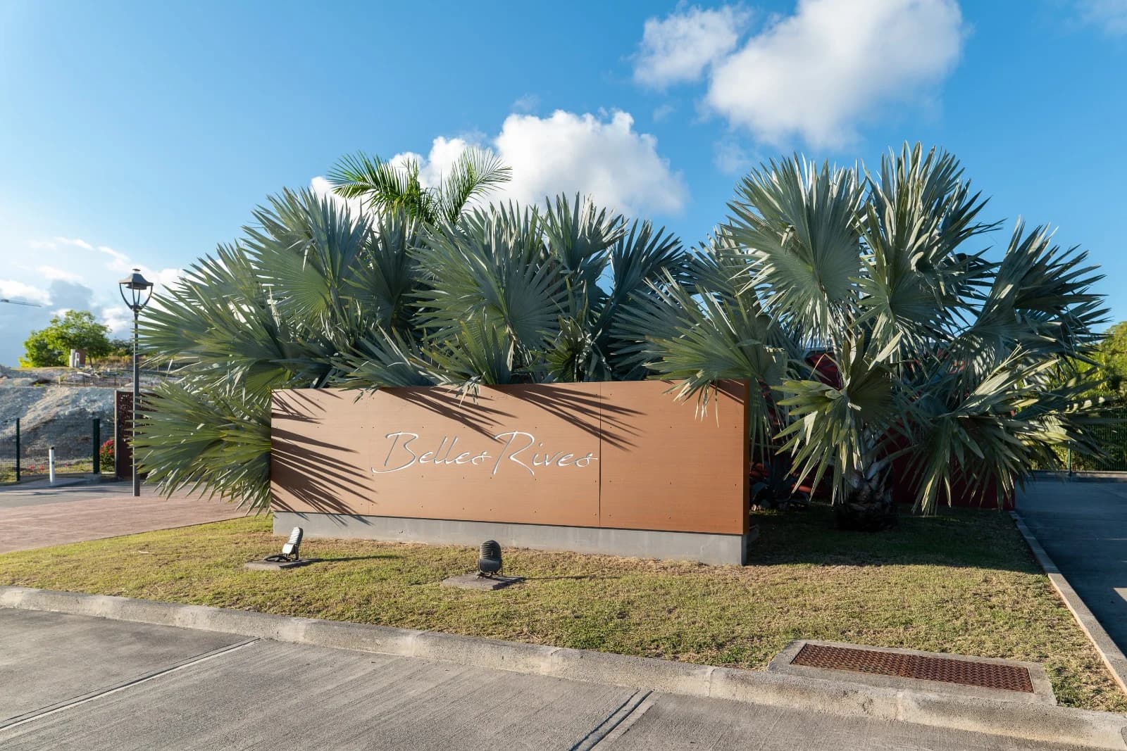 Belles Rives entrance sign — private estate, Saint-François, Guadeloupe
